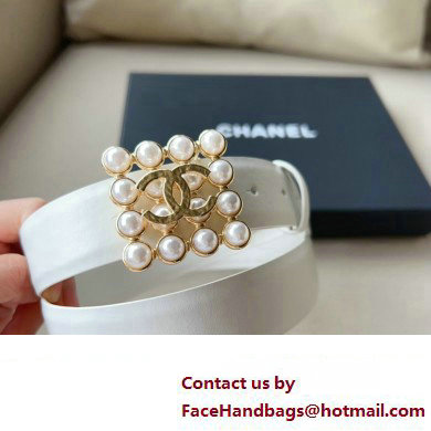 Chanel Width 3cm Metal & Glass Pearls calfskin belt AAA036 04 2024